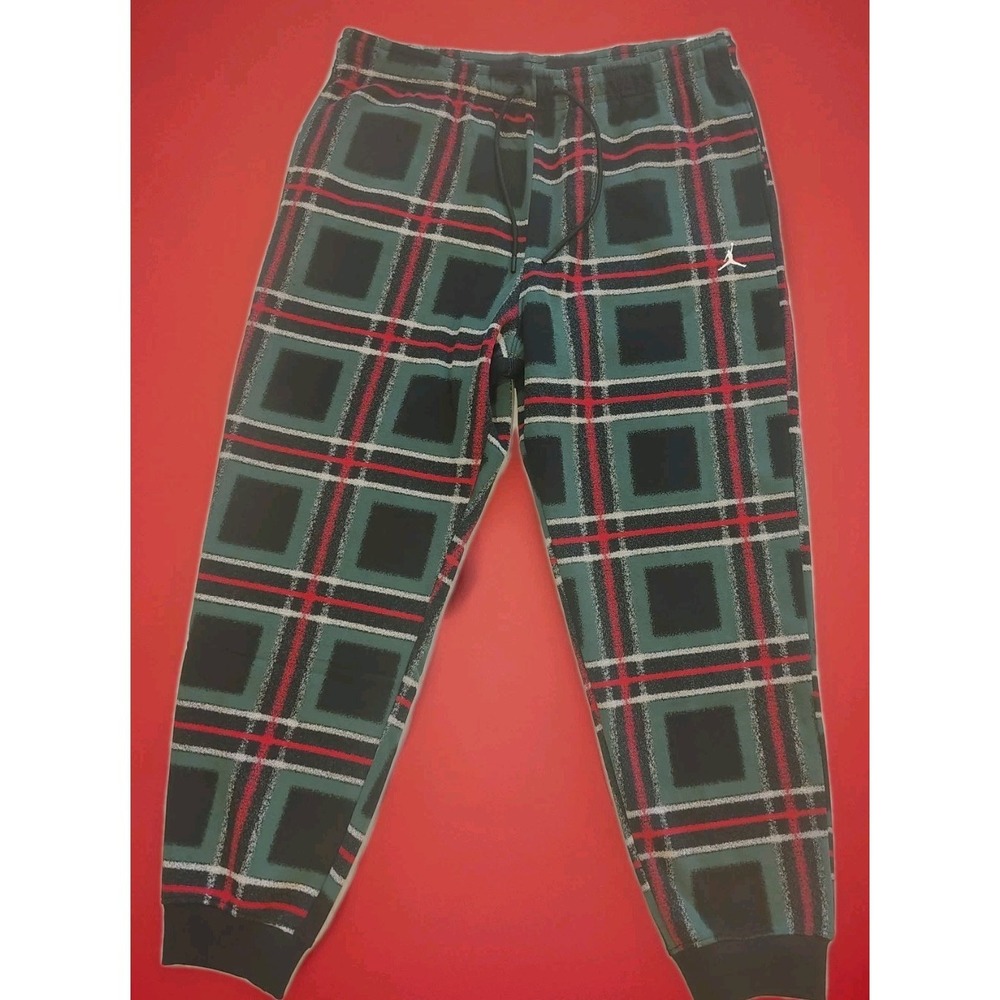 Nike Air Jordan Sweatpants Joggers Plaid FV7462-010 Men's 2XL Standard Fit A5
